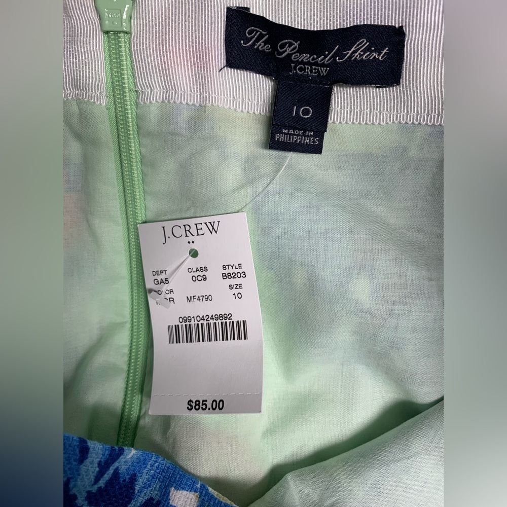 NEW J. Crew Floral Pencil Skirt Misty Green Floral Size 10​ - Picture 2 of 4